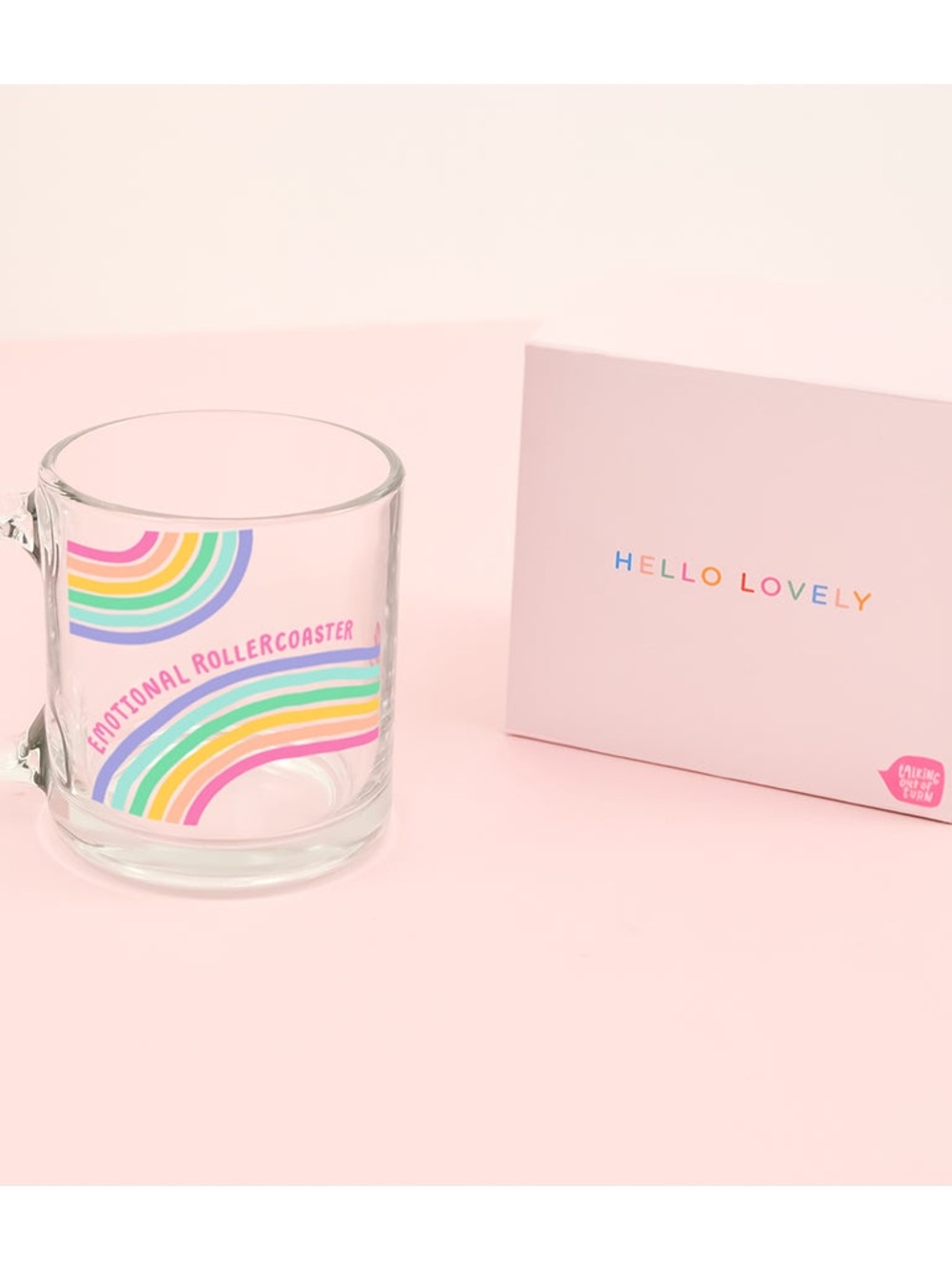 Emotional Rollercoaster Rainbow Glass Coffee Mug Retro Colorful New